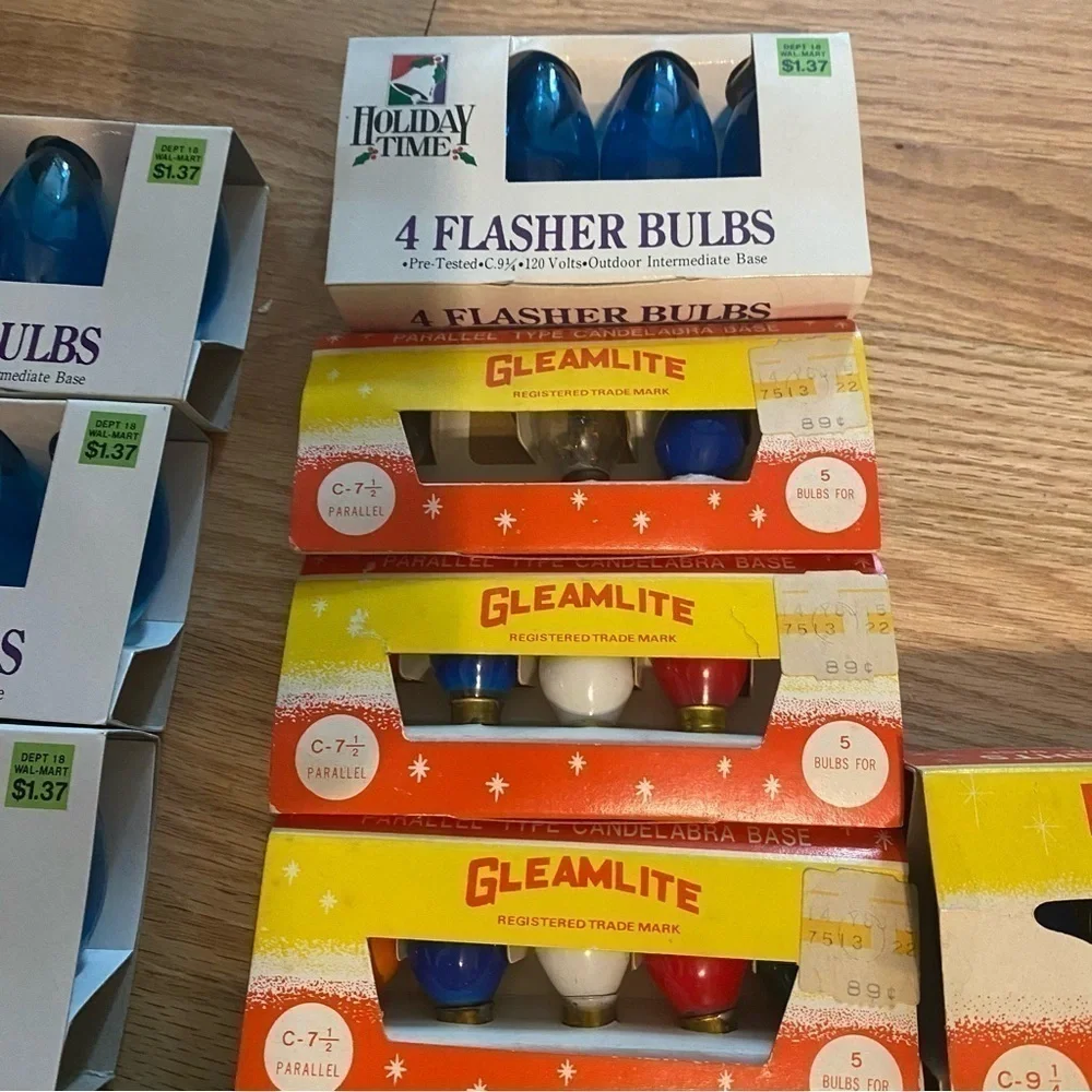 Vintage C 9 1/4 C 7 1/2 C7 Christmas Bulb Lot Flasher Cool Burning Wynne